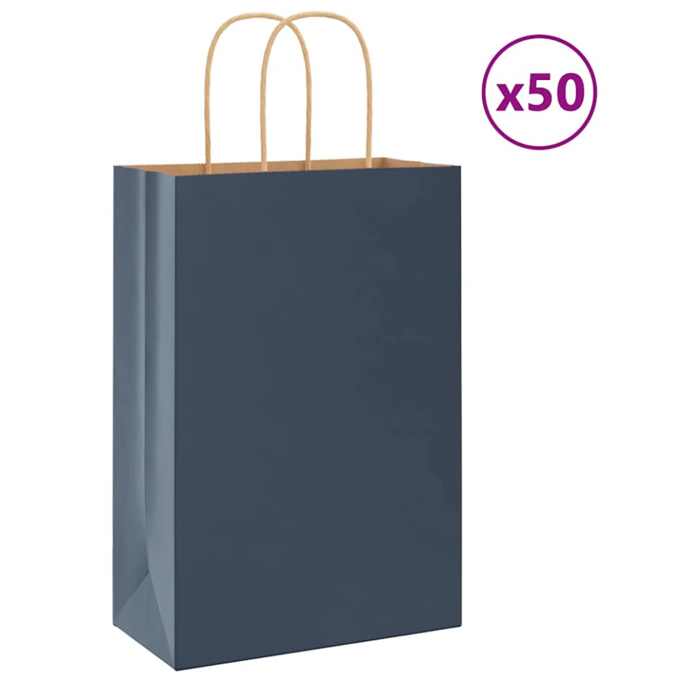 (blue, 22 x 11 x 31 cm) vidaXL Paper Bags 50 pcs with Handles Brown 15x8x21 cm Grocery Paper Gift Bag