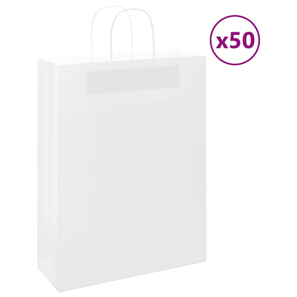 (white, 32 x 12 x 42 cm) vidaXL Paper Bags 50 pcs with Handles Brown 15x8x21 cm Grocery Paper Gift Bag