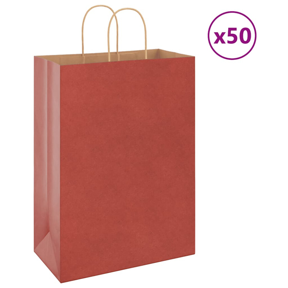 (red, 32 X 17 X 44 cm) vidaXL Paper Bags 50 Pcs With Handles Brown 15x8x21 Cm Grocery Paper Gift Bag