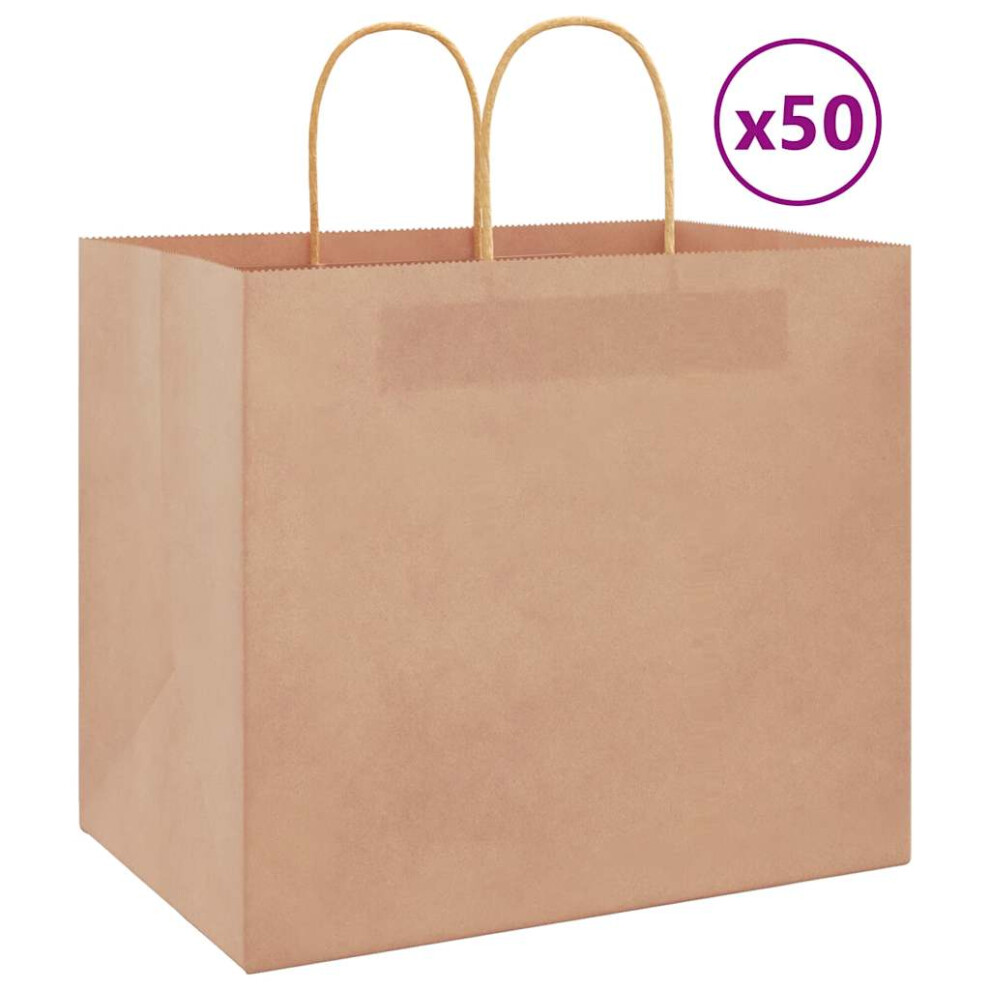 (brown, 32 X 22 X 28 cm) vidaXL Paper Bags 50 Pcs With Handles Brown 15x8x21 Cm Grocery Paper Gift Bag