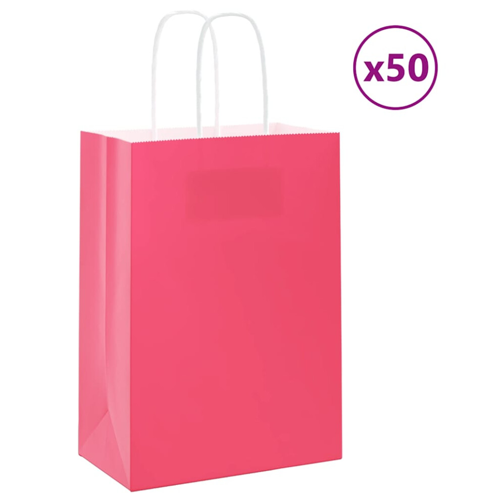 (pink, 15 x 8 x 21 cm) vidaXL Paper Bags 50 pcs with Handles Brown 15x8x21 cm Grocery Paper Gift Bag