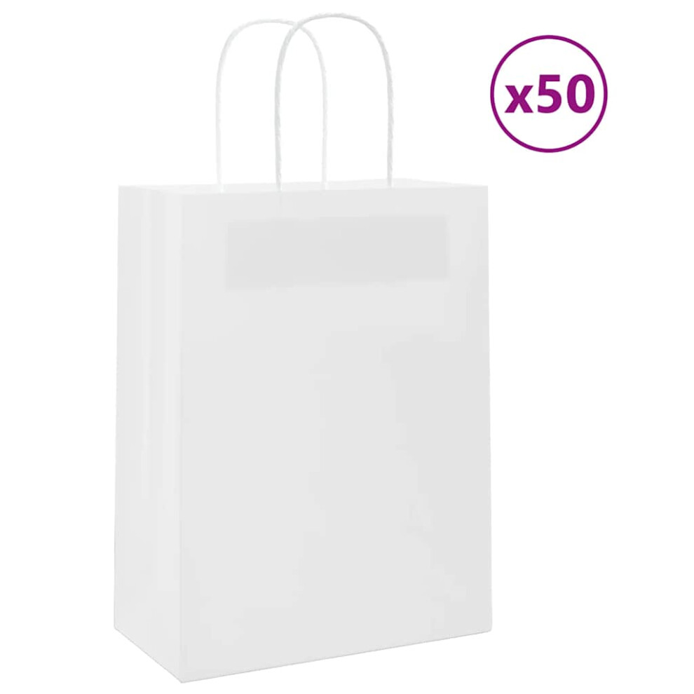 (white, 22 x 11 x 28 cm) vidaXL Paper Bags 50 pcs with Handles Brown 15x8x21 cm Grocery Paper Gift Bag