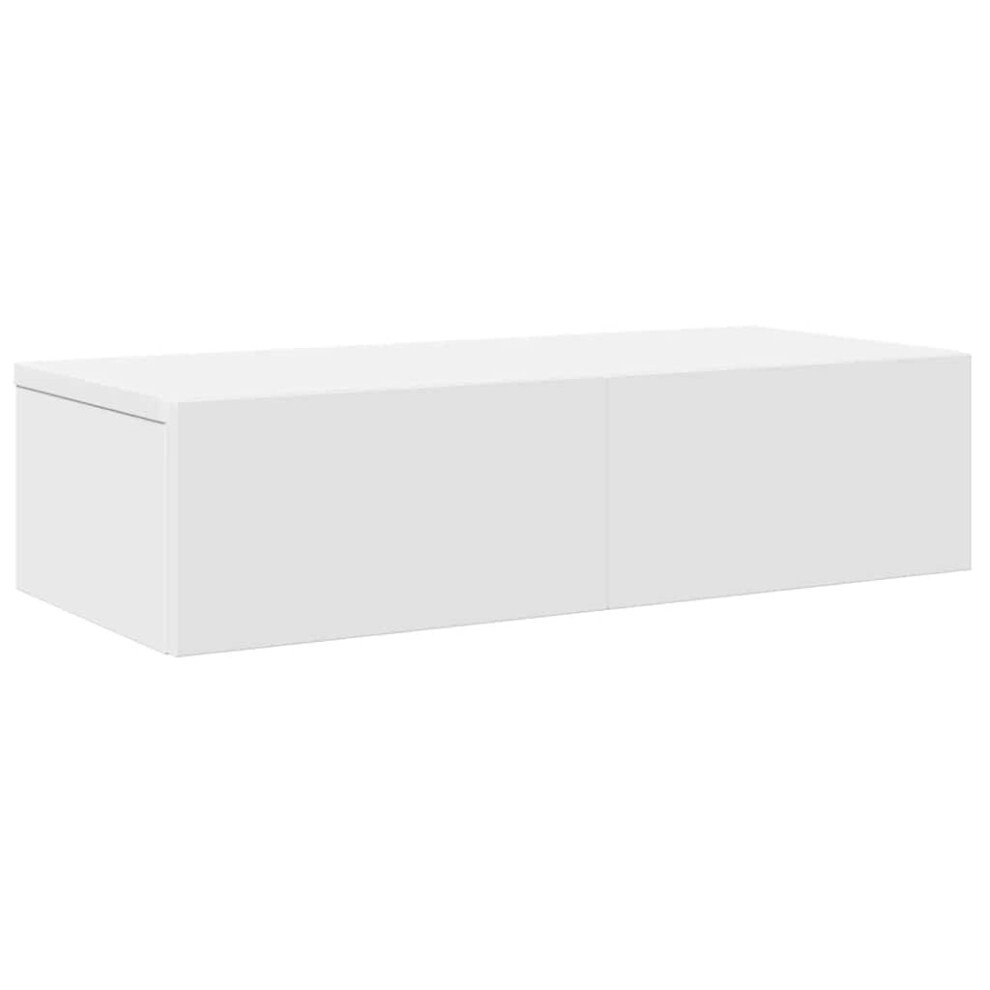 Vidaxl (White, 60 X 26.5 X 15 Cm) Wall Shelf With Drawers Floating Storage Display Shelf Engineered Wood