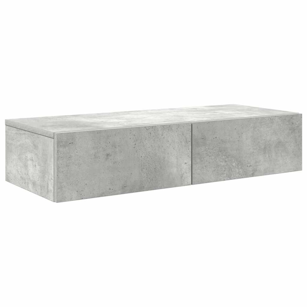 Vidaxl (Concrete Grey, 80 X 33 X 17 Cm) Wall Shelf With Drawers Floating Storage Display Shelf Engineered Wood