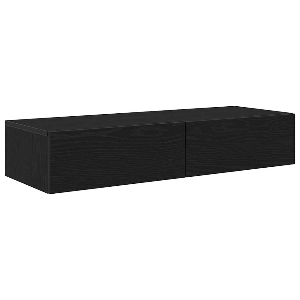 Vidaxl (Black, 100 X 36 X 19 Cm) Wall Shelf With Drawers Floating Storage Display Shelf Engineered Wood