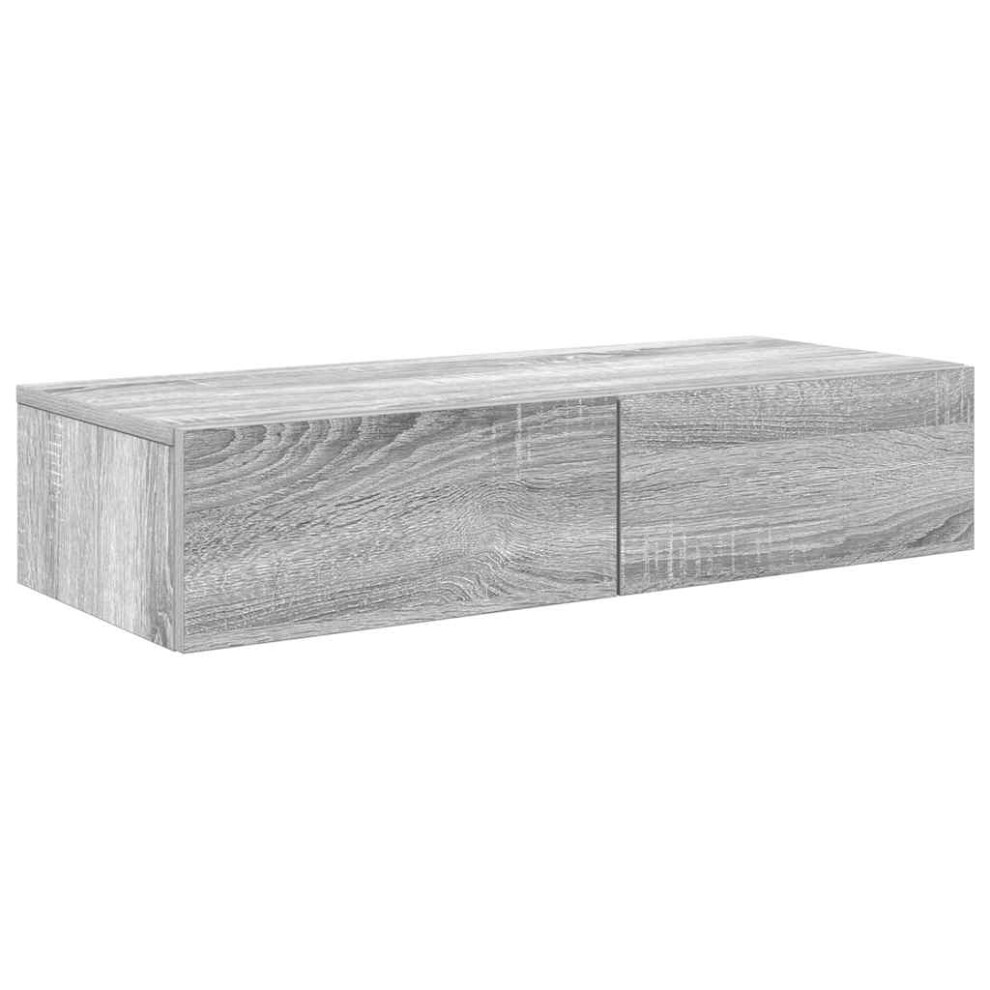 (grey sonoma, 80 x 33 x 17 cm) vidaXL Wall Shelf with Drawers Floating Storage Display Shelf Engineered Wood