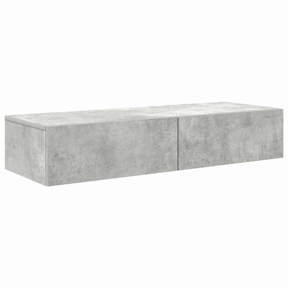 Vidaxl (Concrete Grey, 100 X 36 X 19 Cm) Wall Shelf With Drawers Floating Storage Display Shelf Engineered Wood