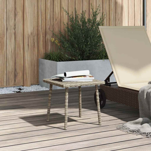 VidaXL (light grey, 40 x 40 x 37 cm) vidaXL Garden Coffee Table Rectangular Light Grey 40x40x37 cm Poly Rattan 2