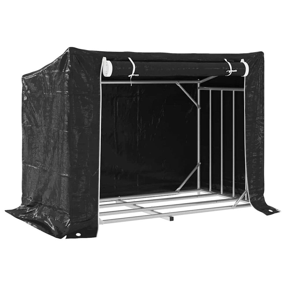 (151 x 80.5 x 110.5 cm) vidaxL Firewood Rack with Rain Cover 100.5x100.5x110.5 cm Galvanised Steel