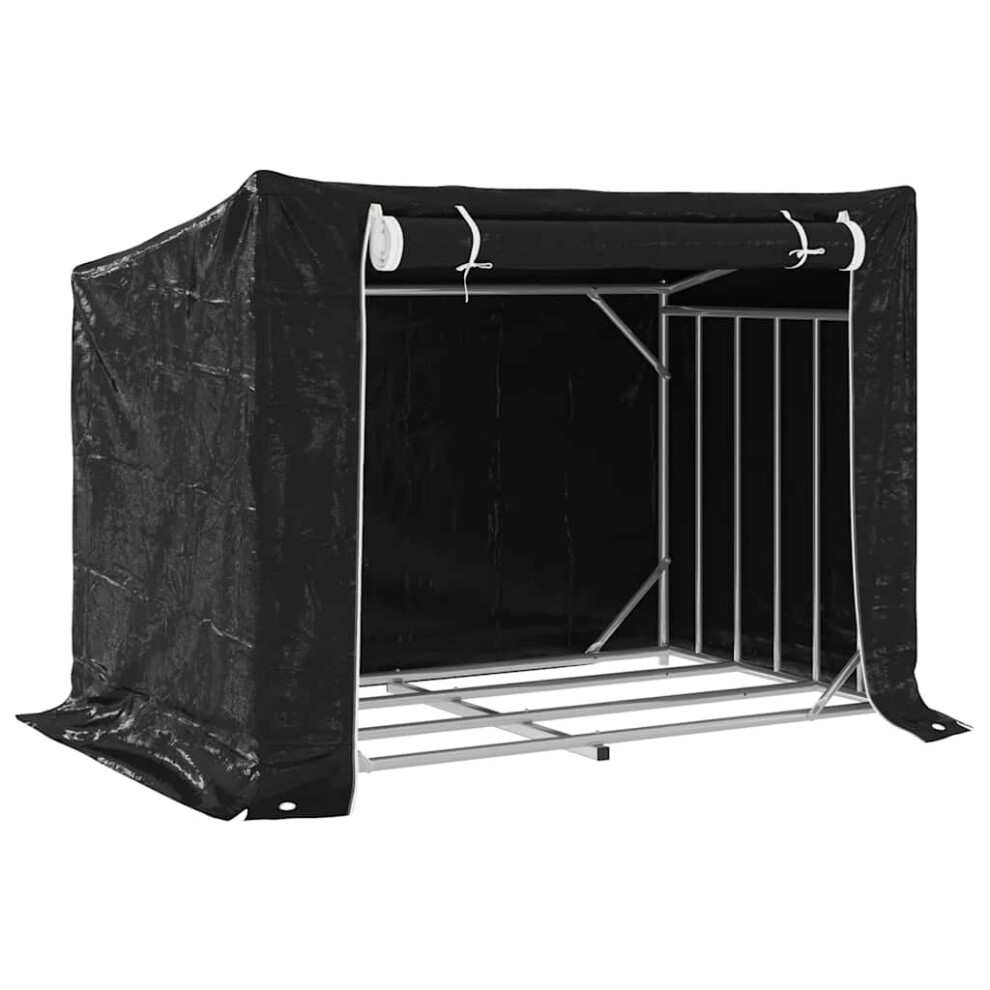 (150.5 X 100.5 X 110.5 cm) vidaxL Firewood Rack With Rain Cover 100.5x100.5x110.5 Cm Galvanised Steel