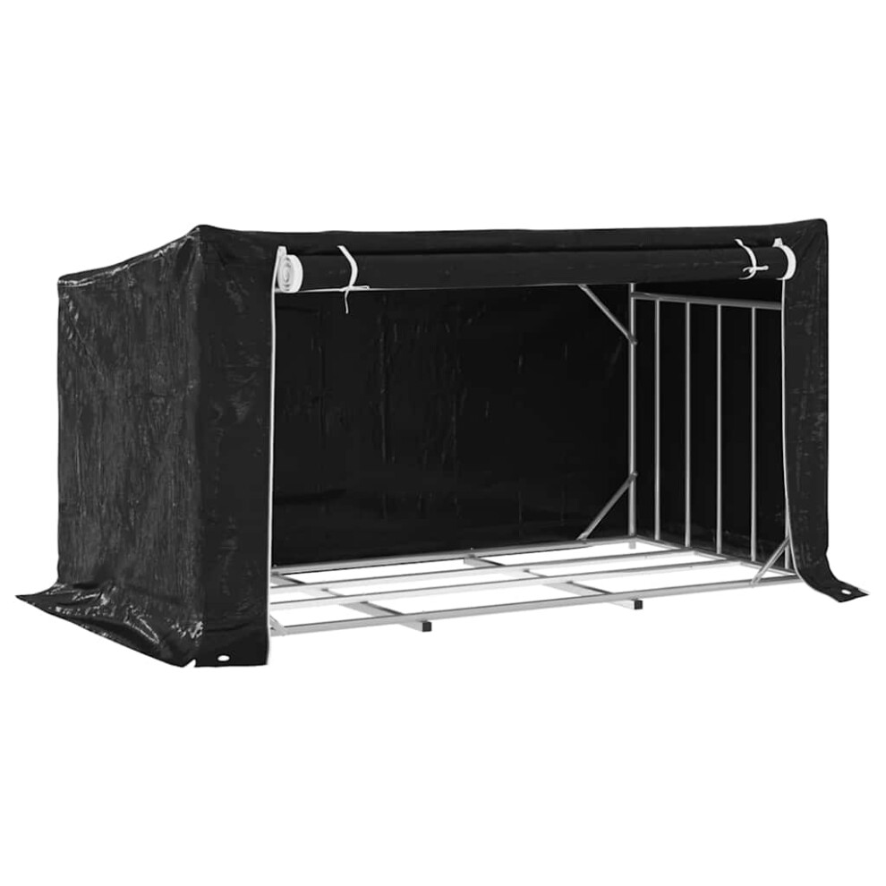 (200.5 x 100.5 x 110.5 cm) vidaxL Firewood Rack with Rain Cover 100.5x100.5x110.5 cm Galvanised Steel