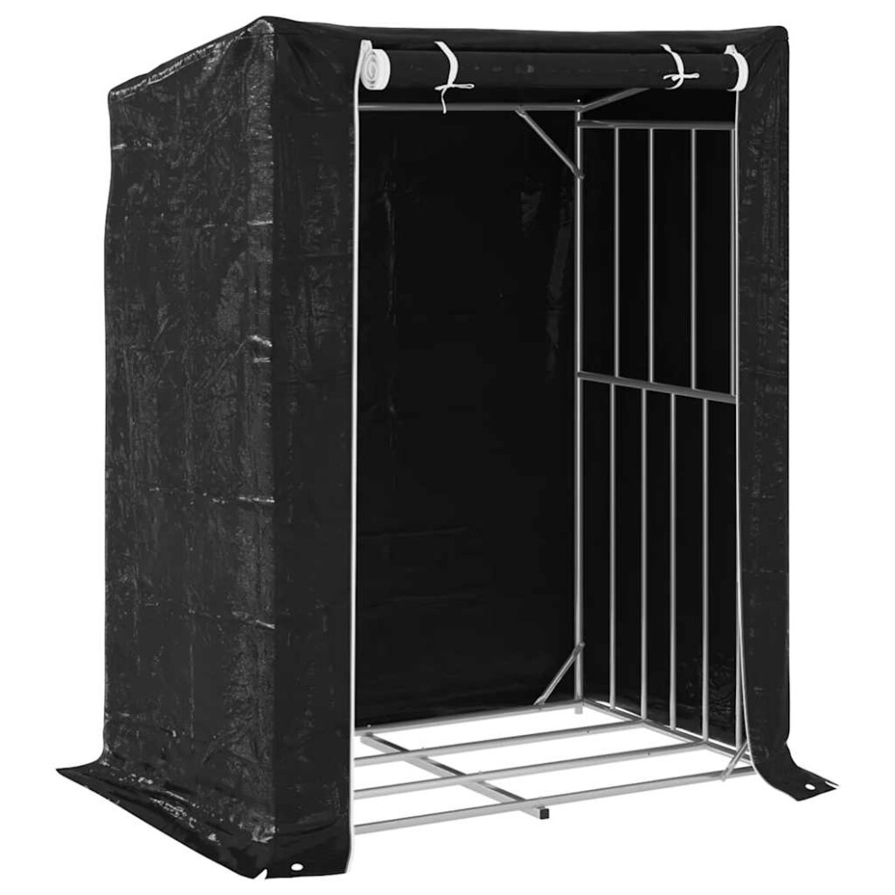 (150 X 100 X 200 cm) vidaxL Firewood Rack With Rain Cover 100.5x100.5x110.5 Cm Galvanised Steel