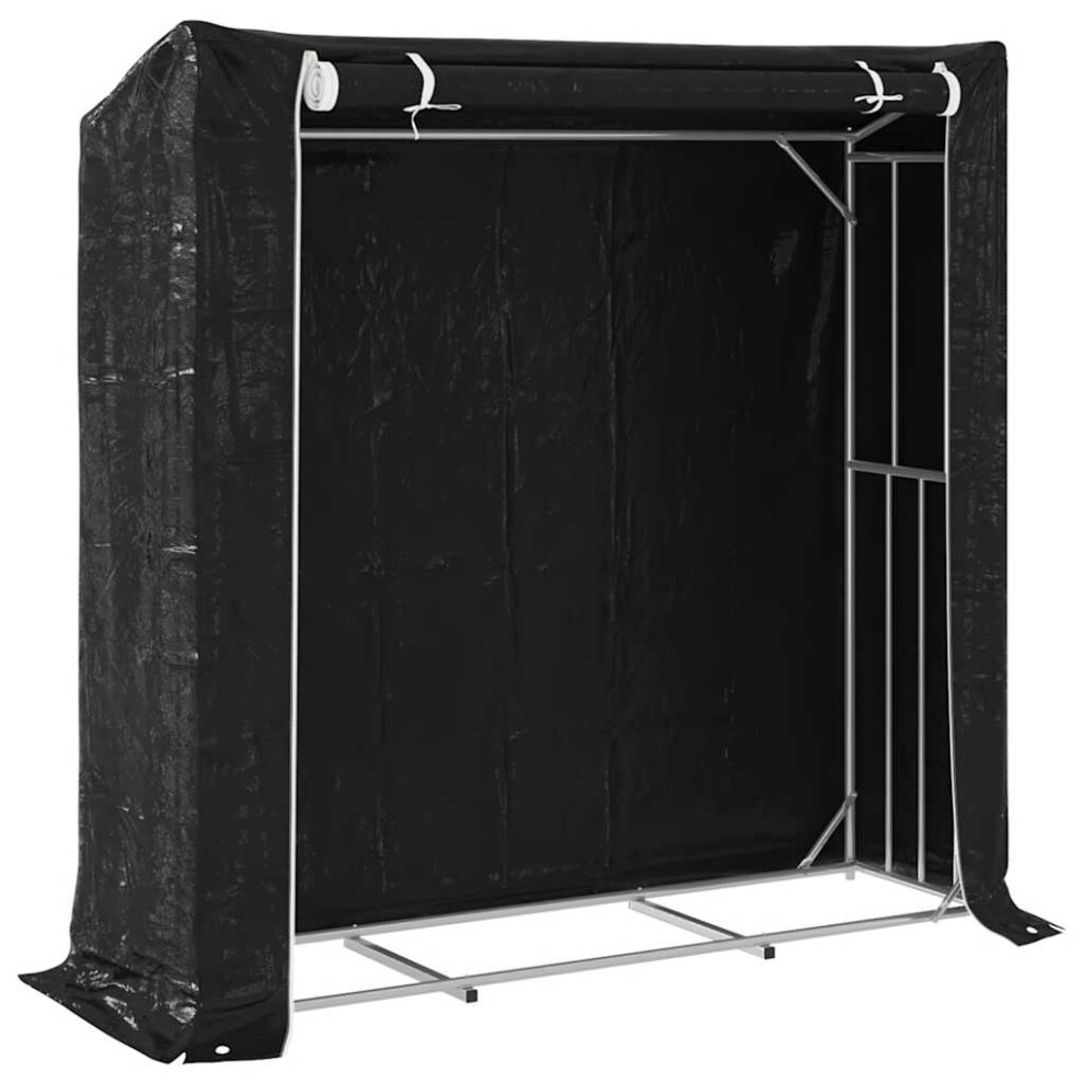 (200 X 60 X 200 cm) vidaxL Firewood Rack With Rain Cover 100.5x100.5x110.5 Cm Galvanised Steel