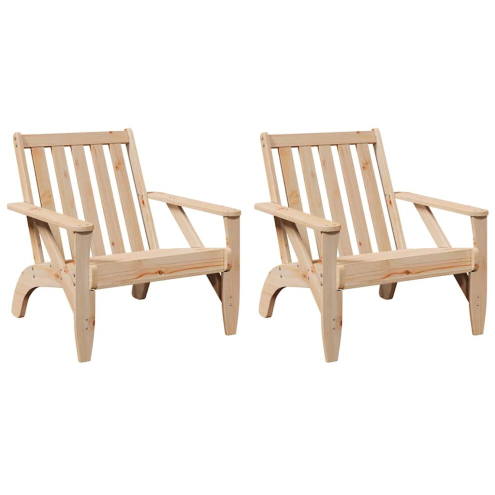 (natural pine, 2 pcs) vidaXL Garden Adirondack Chairs Outdoor Chair Picnic Chair Solid Wood Pine