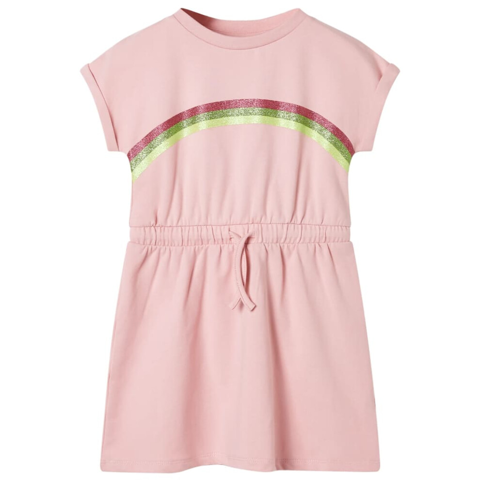 Kids' Dress with Drawstring Girls' Dress Children's Short Dress Light Pink 140