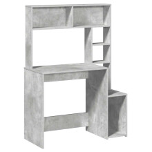 (concrete grey) vidaXL Desk with Shelves Writing Compter Table Study Desk Engineered Wood