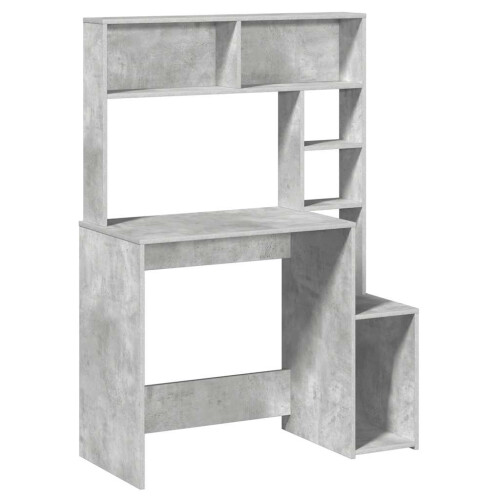 VidaXL (concrete grey) vidaXL Desk with Shelves Writing Compter Table Study Desk Engineered Wood