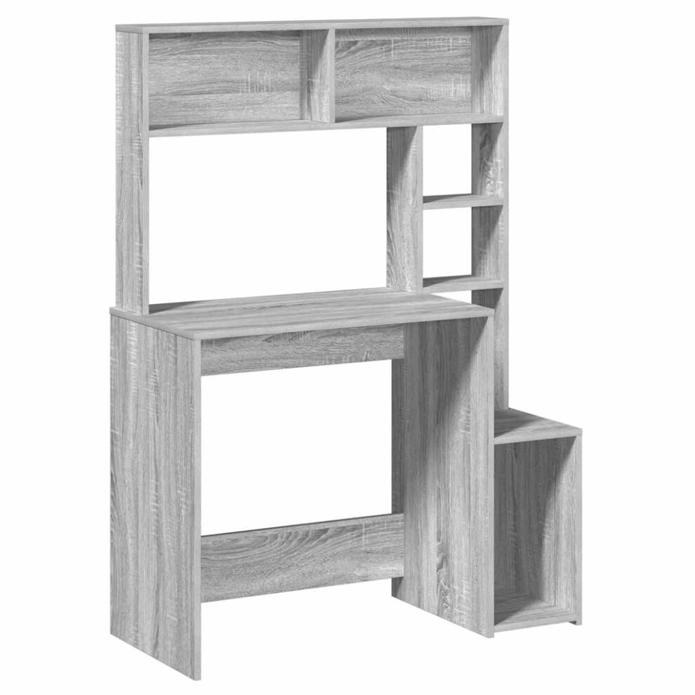 Vidaxl ( Sonoma) Desk With Shelves Writing Compter Table Study Desk Engineered Wood Grey