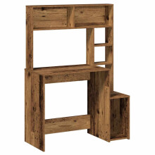 (old wood) vidaXL Desk with Shelves Writing Compter Table Study Desk Engineered Wood