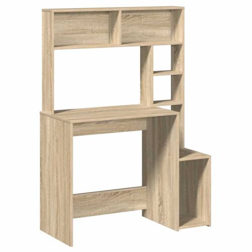 VidaXL (sonoma oak) vidaXL Desk with Shelves Writing Compter Table Study Desk Engineered Wood 1