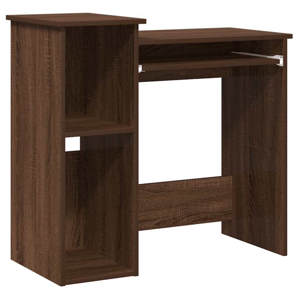 (brown oak) vidaXL Desk with Shelves White 84x40x78 cm Engineered Wood office desk