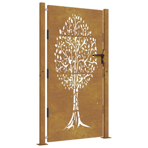 VidaXL vidaXL Gartentor 100x175 cm Cortenstahl Baumdesign