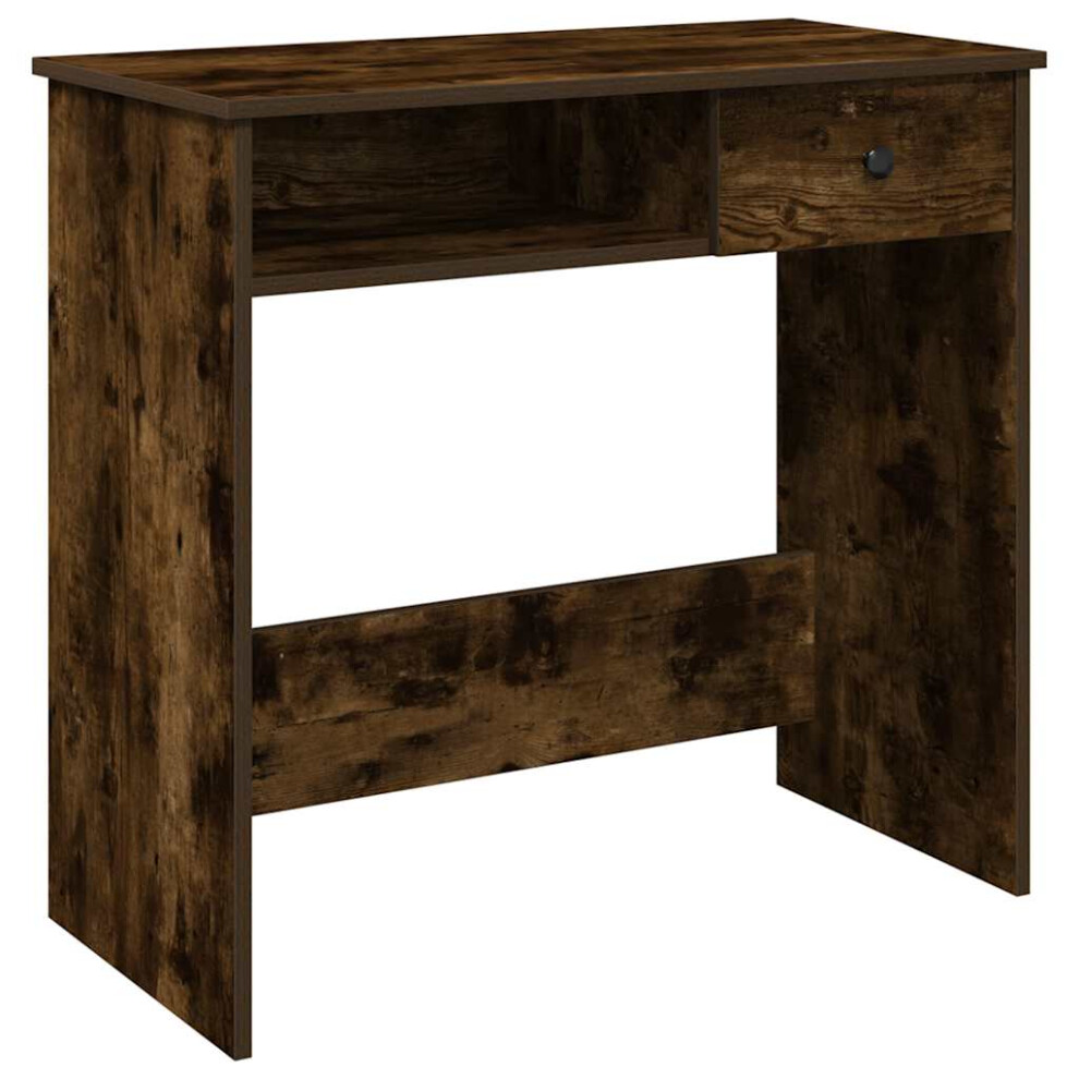 Vidaxl (Smoked Oak) Desk White 80X40x75 Cm Engineered Wood Office Desk Study Desk