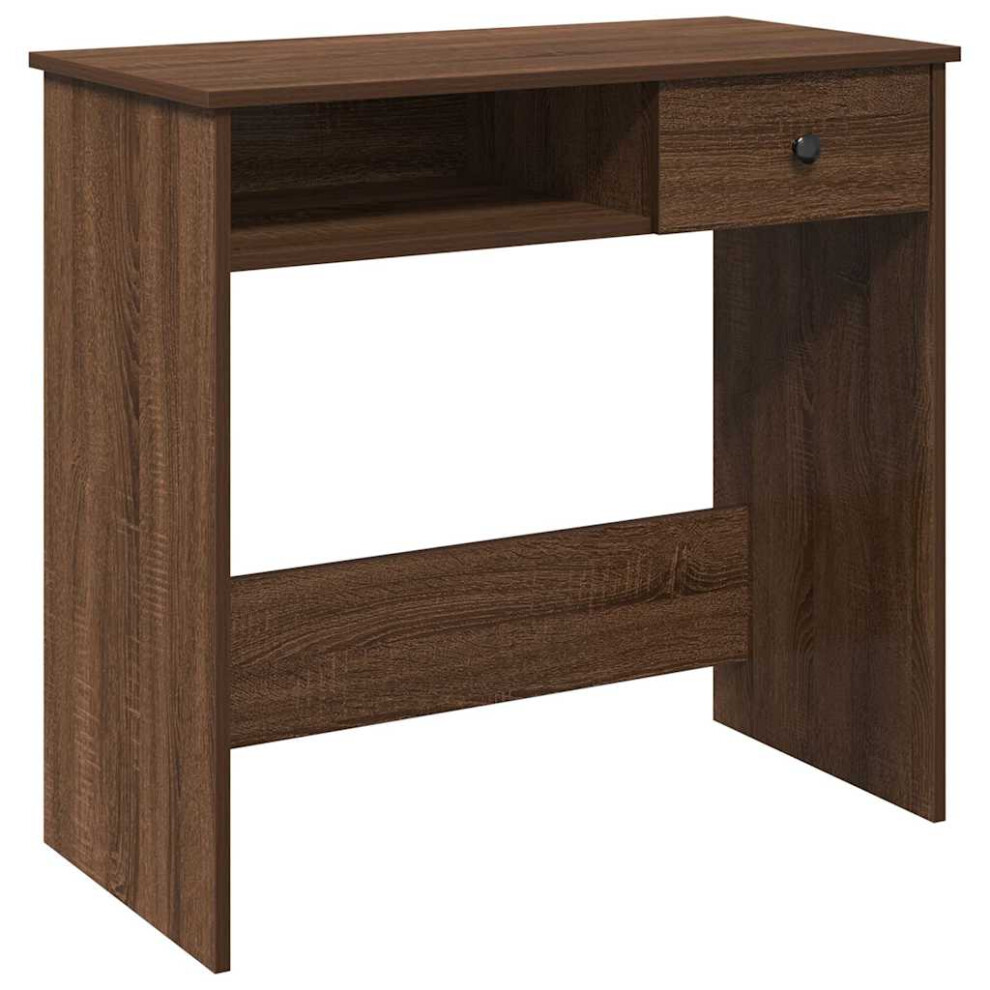 Vidaxl (Brown Oak) Desk White 80X40x75 Cm Engineered Wood Office Desk Study Desk White,Brown