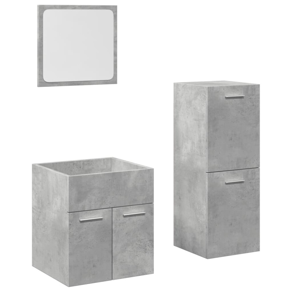 (41 X 38.5 X 46 cm) vidaXL Bathroom Furniture Set 3 Piece Cabinet Concrete Grey Engineered Wood