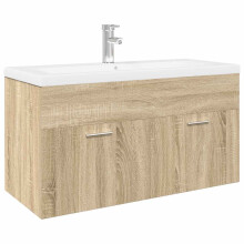 (sonoma oak, 90 x 38.5 x 46 cm) vidaXL Bathroom Sink Cabinet with Built-in Basin Sink Cupboard Concrete Grey