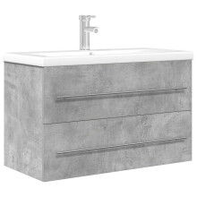 (concrete grey, 80 x 38.5 x 48 cm) vidaXL Bathroom Furniture Set 2 Piece Sink Cabinet Cupboard Engineered Wood