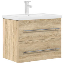 (sonoma oak, 60 x 38.5 x 48 cm) vidaXL Bathroom Furniture Set 2 Piece Sink Cabinet Cupboard Engineered Wood