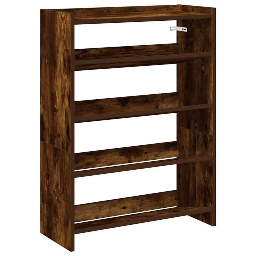 (smoked oak, 81 cm/ 60 cm) vidaXL Shoe Rack Shoe Cabinet Shoe Storage Shelf Hall Cupboard Engineered Wood