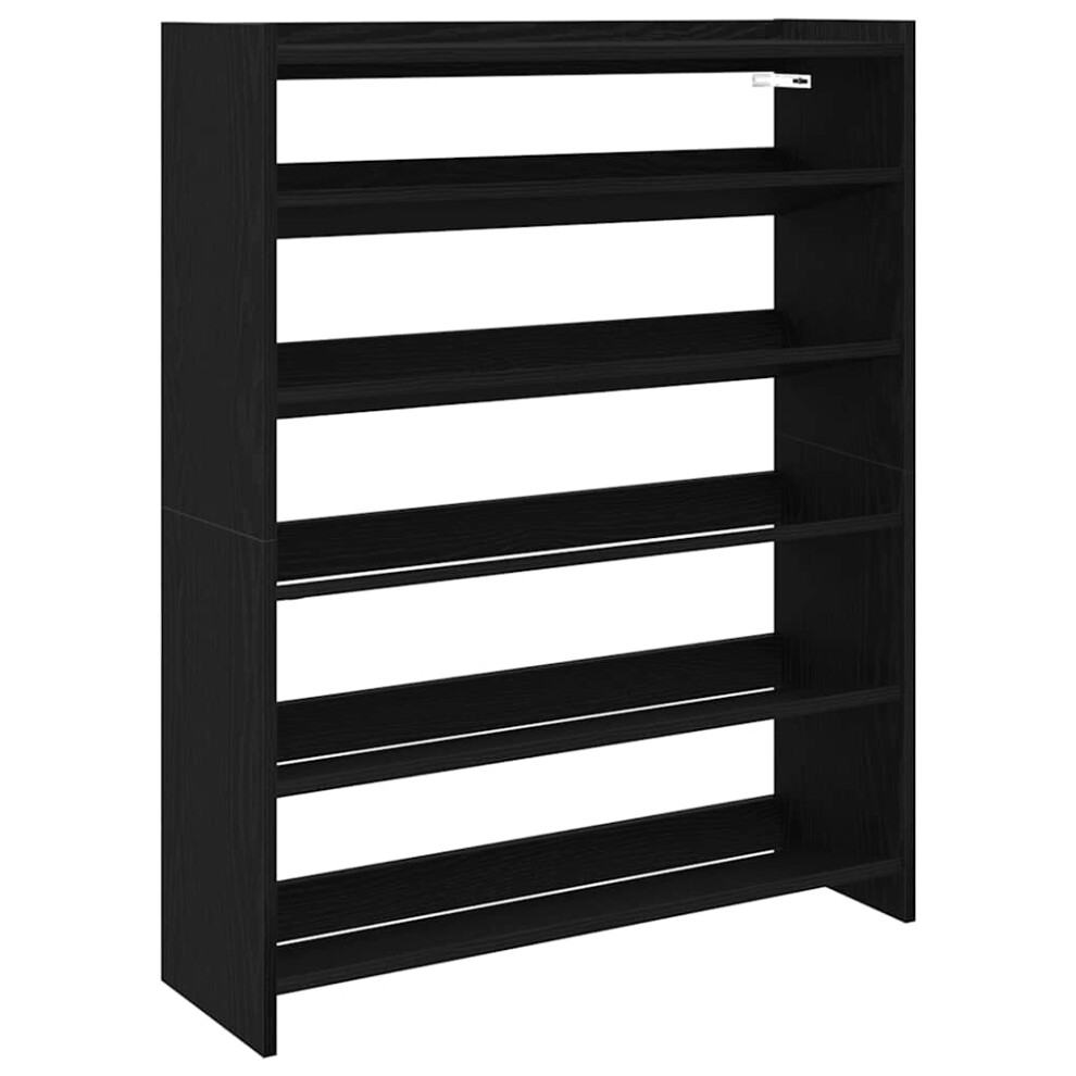 Vidaxl (Black, 100 Cm/ 80 Cm) Shoe Rack Shoe Cabinet Shoe Storage Shelf Hall Cupboard Engineered Wood