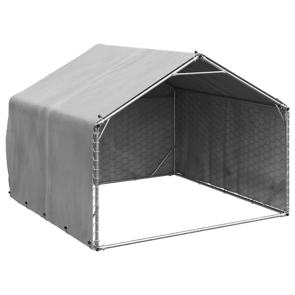 (2 x 2 x 1.5 m) vidaXL Outdoor Dog Kennel with Cover 2x2x1.5 m Galvanised Steel