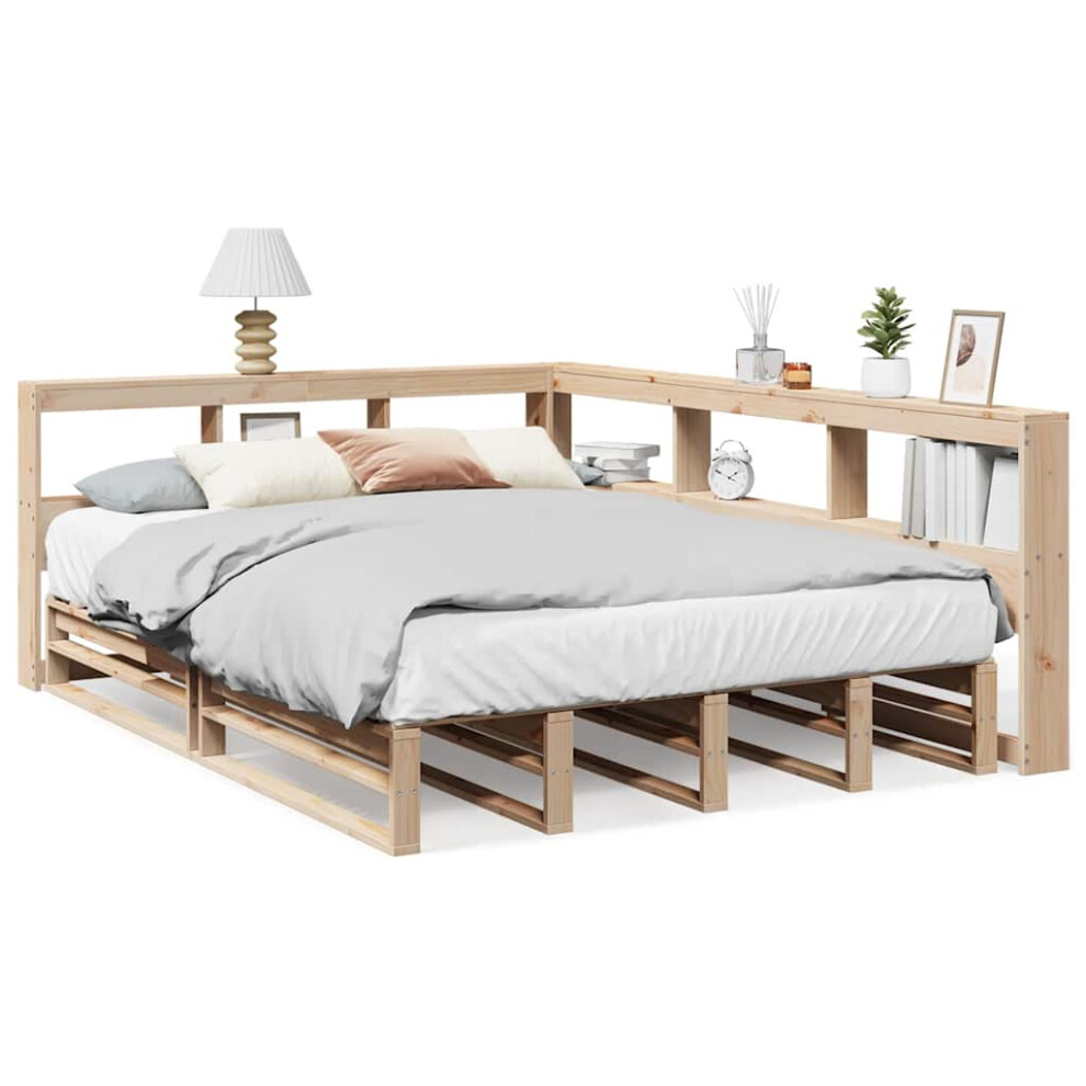 (natural, 135 X 190 cm) vidaXL Bookcase Bed Without Mattress Wax Brown 140x200cm Solid Wood Pine Bed