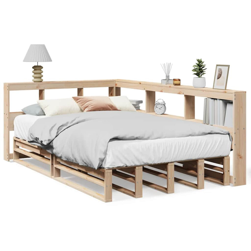 (natural, 120 x 200 cm) vidaXL Bookcase Bed without Mattress Wax Brown 140x200cm Solid Wood Pine bed