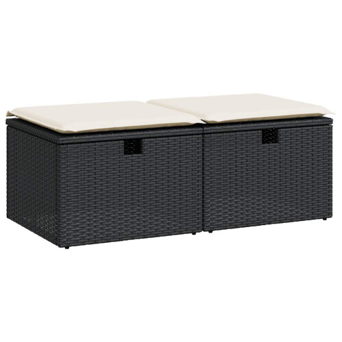 VidaXL vidaXL 2-tlg. Garten-Sofagarnitur mit Kissen Schwarz Poly Rattan 1