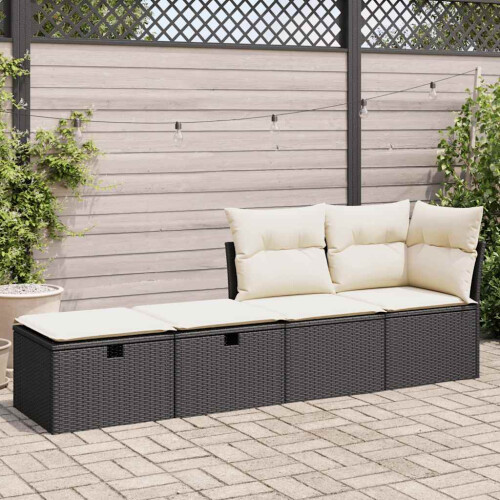 VidaXL vidaXL 2-tlg. Garten-Sofagarnitur mit Kissen Schwarz Poly Rattan 2