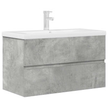 (80 x 38.5 x 45 cm) vidaXL 2 Piece Bathroom Furniture Set Concrete Grey Engineered Wood