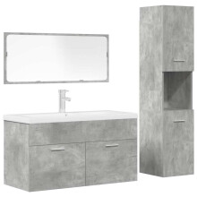 (concrete grey, 90 x 38.5 x 46 cm) vidaXL 4 Piece Bathroom Furniture Set Concrete Grey Engineered Wood
