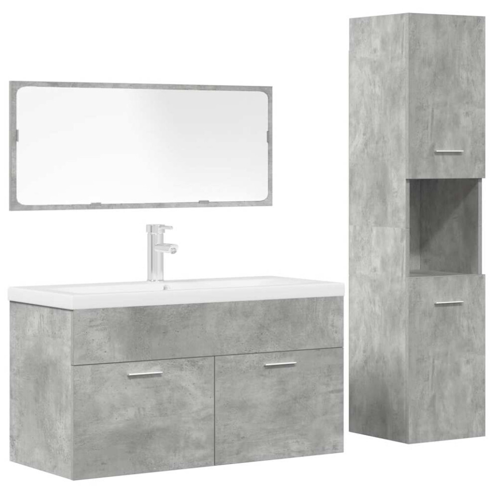 Vidaxl (Concrete Grey, 90 X 38.5 X 46 Cm) 4 Piece Bathroom Furniture Set Concrete Grey Engineered Wood