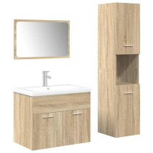 (sonoma oak, 60 x 38.5 x 46 cm) vidaXL 4 Piece Bathroom Furniture Set Concrete Grey Engineered Wood