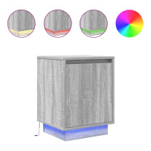 (grey sonoma) vidaXL Bedside Cabinet with LED Lights Grey Sonoma 38x34x50 cm bedside table