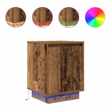(old wood) vidaXL Bedside Cabinet with LED Lights Grey Sonoma 38x34x50 cm bedside table