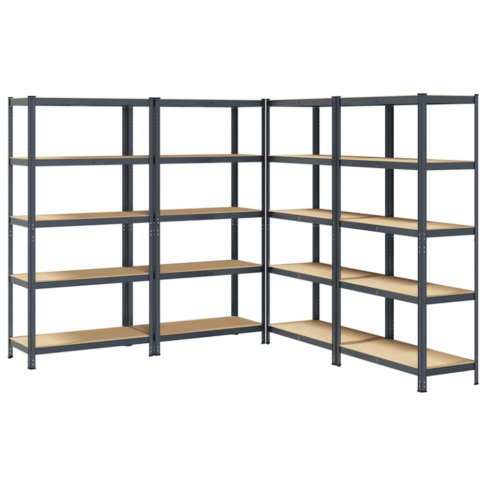 vidaXL 5-Layer Storage Shelves 4 pcs Anthracite Steel&Engineered Wood