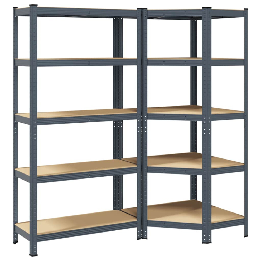 vidaXL 2 Piece 5-Layer Shelves Set Anthracite Steel&Engineered Wood