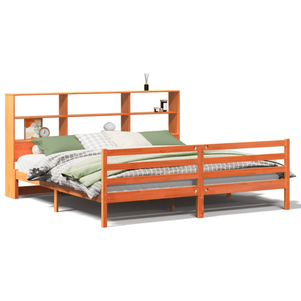 Vidaxl Bookcase Bed Without Mattress Bed Base Wax Brown 200X200 Cm Solid Wood
