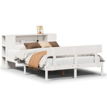 vidaXL Bookcase Bed without Mattress Bed White 135x190 cm Solid Wood Pine