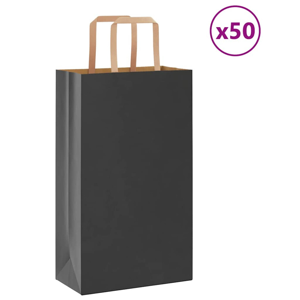 (black, 21 X 11 X 36 cm) vidaXL Paper Bags 50 Pcs With Handles White 54x15x49 Cm Paper Grocery Bag